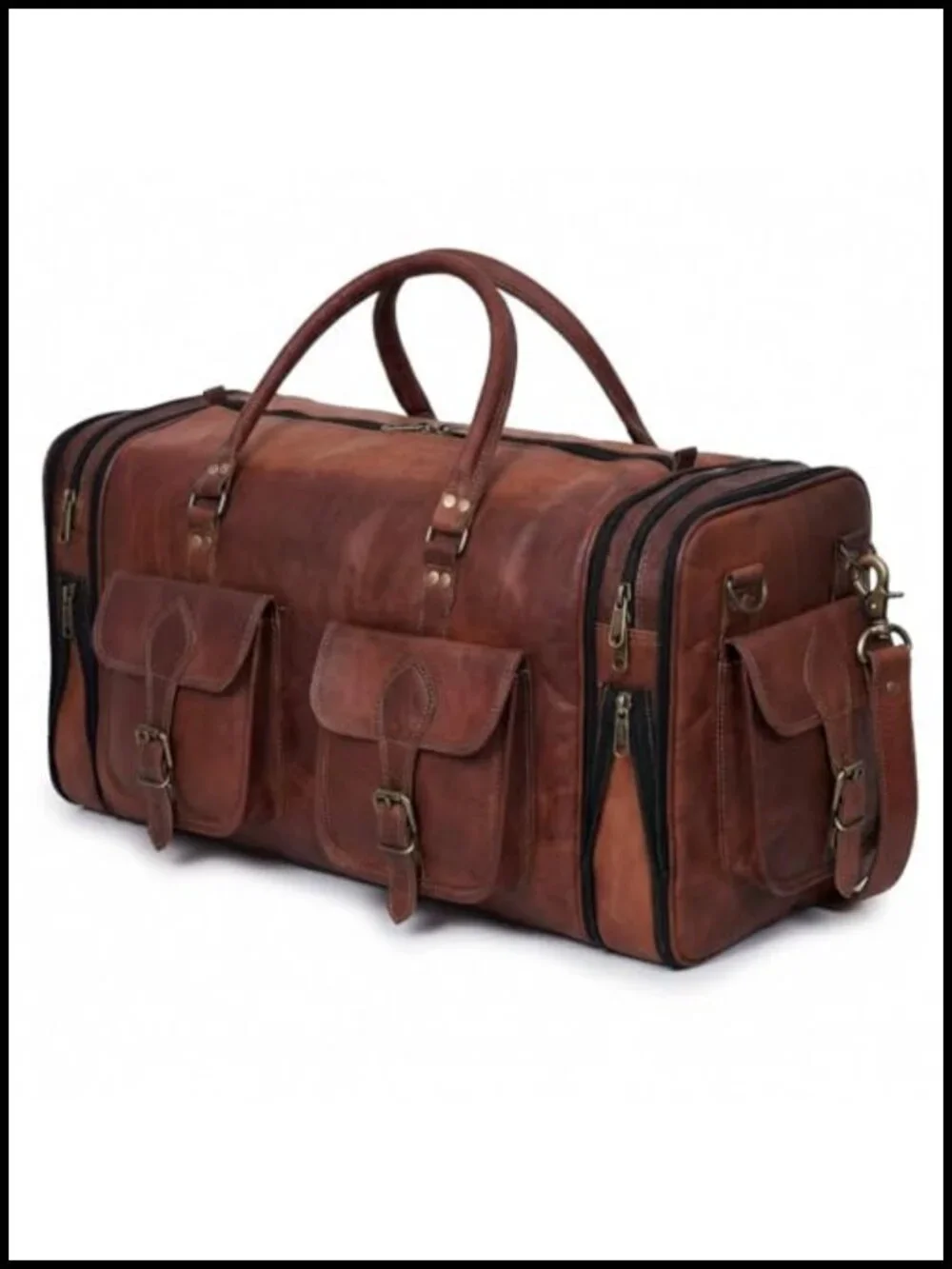 Handmade Full-Grain Leather 32 Inch Duffel Bag Weekender Travel Gym Sports